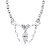 Beautiful Butterfly CZ Crystal Silver Necklace SPE-5136